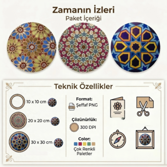 Zamanın İzleri: El Çizimi 3’lü Dijital Motif Paketi