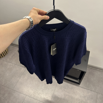 Fendi FF Logo Crew Neck Knit T-Shirt