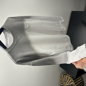 Prada Grey Washed Cotton Logo T-Shirt