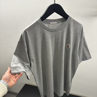 Moncler Grey Logo Patch Cotton T-Shirt