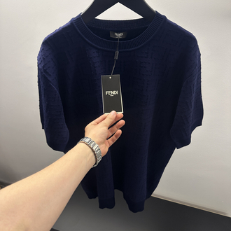Fendi FF Logo Crew Neck Knit T-Shirt