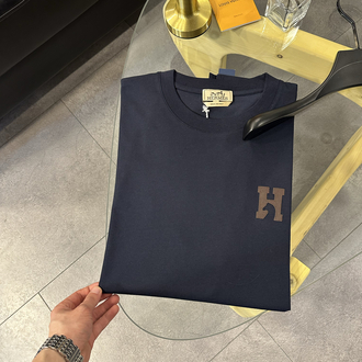 Hermés ‘H’ Cheval Navy Blue Cotton T-Shirt