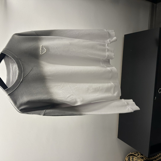 Prada Grey Washed Cotton Logo T-Shirt