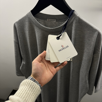 Moncler Grey Logo Patch Cotton T-Shirt