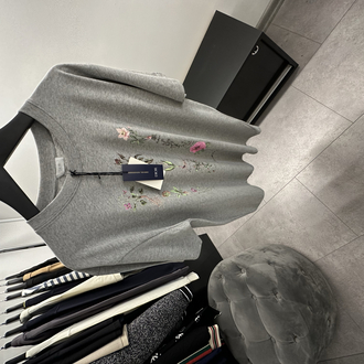 Dior Roses Print Cotton Grey T-Shirt