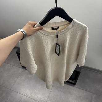 Fendi FF Logo Crew Neck Knit T-Shirt