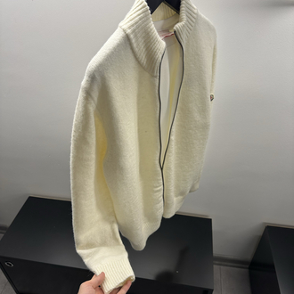 Moncler Ecru Full Wool Zip Jumper