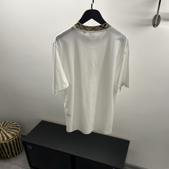 Burberry Cotton Check-Neckline T-Shirt