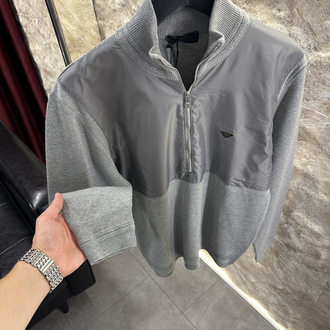 Prada Re-naylon Yarım Fermuar Gri Kazak 