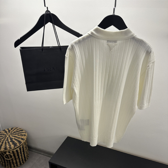 Prada Beyaz Triko Polo Tişört