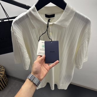 Prada Beyaz Triko Polo Tişört