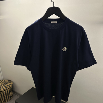 Moncler Navy Blue Logo Patch Cotton T-Shirt