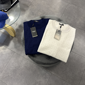 Fendi FF Logo Crew Neck Knit T-Shirt