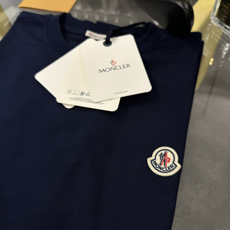 Moncler Navy Blue Logo Patch Cotton T-Shirt