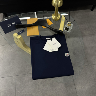 Moncler Navy Blue Logo Patch Cotton T-Shirt