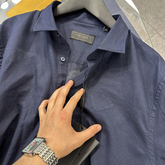 Prada Navy Blue Linen Shirt
