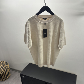 Fendi FF Logo Crew Neck Knit T-Shirt