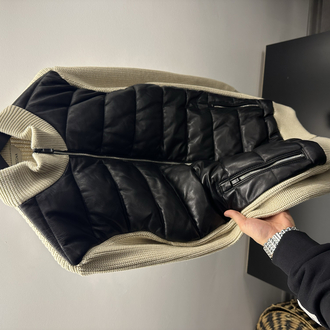 Zegna Knit Arm Zip Beige Jacket