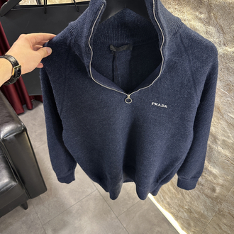 Prada Lacivert Yarım Fermuar Kazak