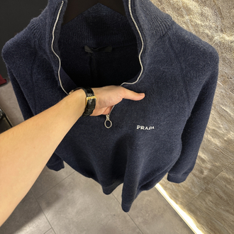 Prada Lacivert Yarım Fermuar Kazak