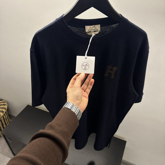 Hermés ‘H’ Cheval Navy Blue Cotton T-Shirt