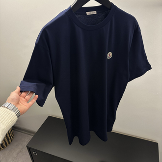 Moncler Navy Blue Logo Patch Cotton T-Shirt