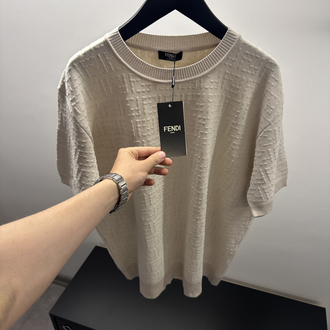 Fendi FF Logo Crew Neck Knit T-Shirt