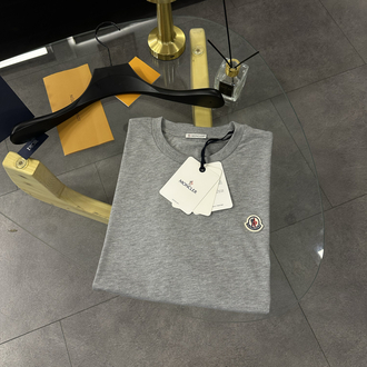 Moncler Grey Logo Patch Cotton T-Shirt