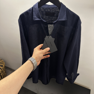 Prada Navy Blue Linen Shirt