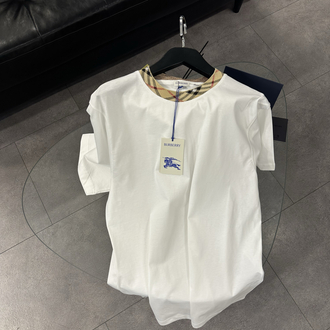 Burberry Cotton Check-Neckline T-Shirt