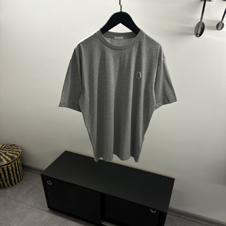 Moncler Grey Logo Patch Cotton T-Shirt