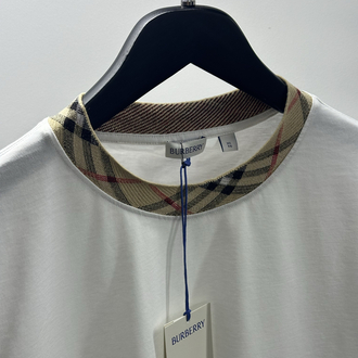 Burberry Cotton Check-Neckline T-Shirt