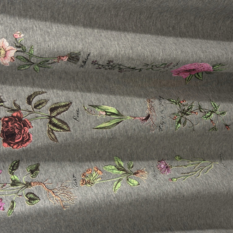 Dior Roses Print Cotton Grey T-Shirt