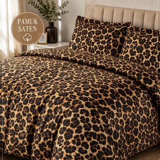 pamuk saten Leopar nevresim takımı