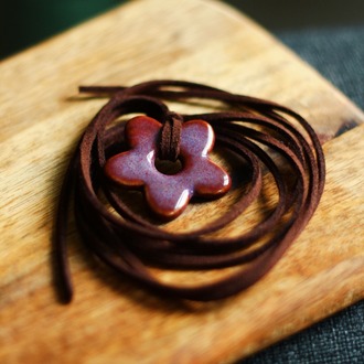 Çiçek Kolye - Plum Chocolate 