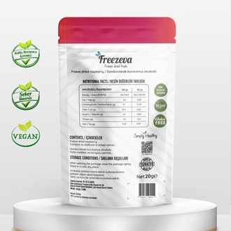 Dondurularak Kurutulmuş Ahududu 20 gr - Freeze Dried Ahududu Kuru Meyve Cipsi