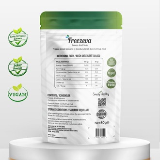 Dondurularak Kurutulmuş Muz 30 gr - Freeze Dried Muz Kuru Meyve Cipsi