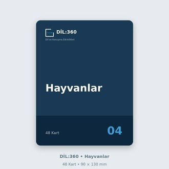 DİL:360 Hayvanlar | 48 Eğitim Kartı