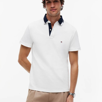 Tommy Hilfiger Erkek Regular Fit Beyaz Polo Yaka Tişört