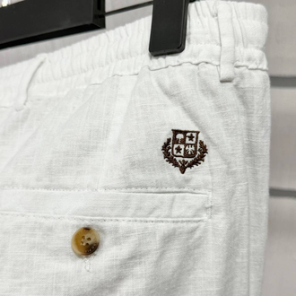 Loro Piana Erkek Regular Fit Beyaz Ham Keten Pantolon