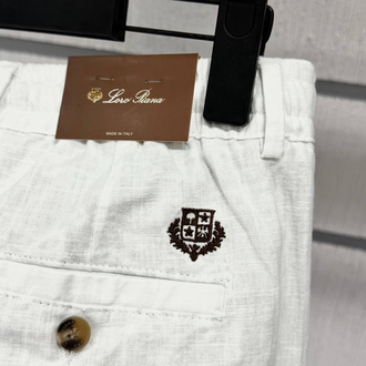 Loro Piana Erkek Regular Fit Beyaz Keten Şort