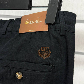 Loro Piana Erkek Regular Fit Siyah Ham Keten Pantolon