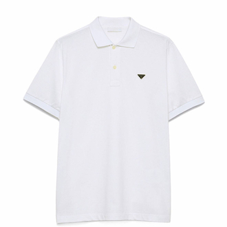 Prada Erkek Regular Fit Beyaz Polo Yaka Tişört