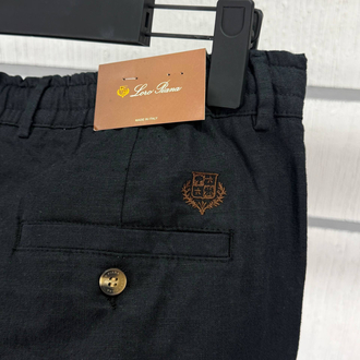 Loro Piana Erkek Regular Fit Siyah Keten Şort
