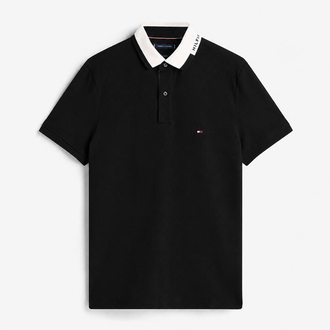 Tommy Hilfiger Erkek Regular Fit Siyah Polo Yaka Tişört