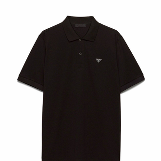 Prada Erkek Regular Fit Siyah Polo Yaka Tişört