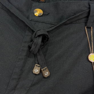Loro Piana Erkek Regular Fit Siyah Ham Keten Pantolon