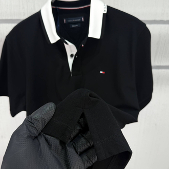 Tommy Hilfiger Erkek Regular Fit Siyah Polo Yaka Tişört