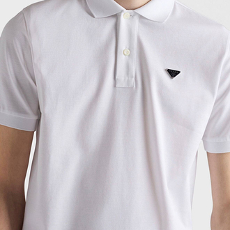 Prada Erkek Regular Fit Beyaz Polo Yaka Tişört