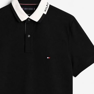 Tommy Hilfiger Erkek Regular Fit Siyah Polo Yaka Tişört